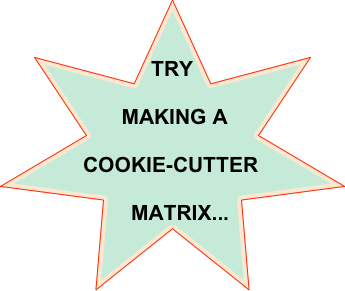 TRY     
          
      MAKING A

   COOKIE-CUTTER

    MATRIX...     OOO 